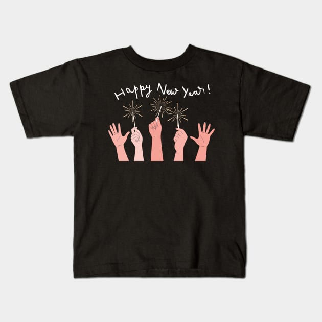 Happy New Year Kids T-Shirt by Aldrvnd